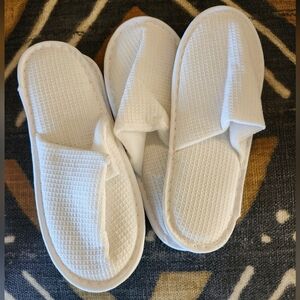 2 Pairs Waffle Cotton Hotel Slippers Brand New